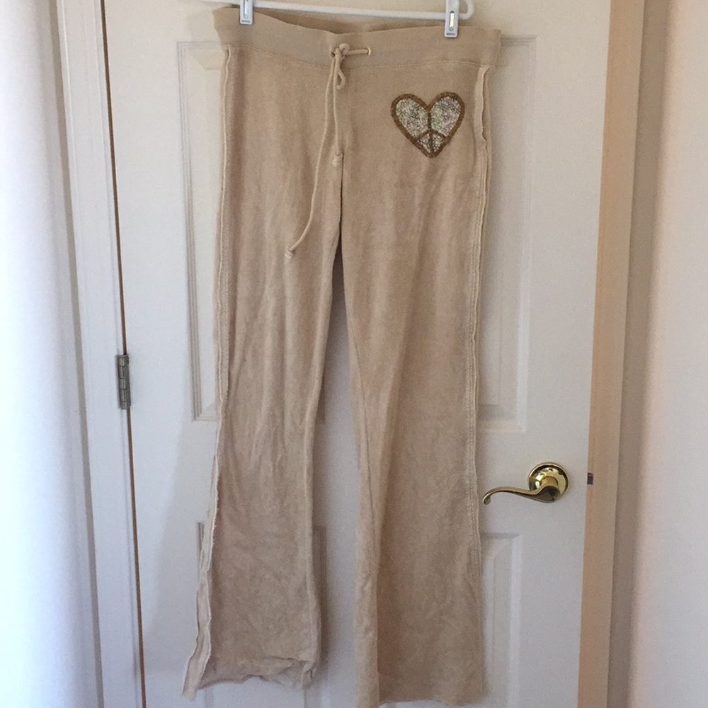 Twisted Heart Beige Terrycloth Sweatpants